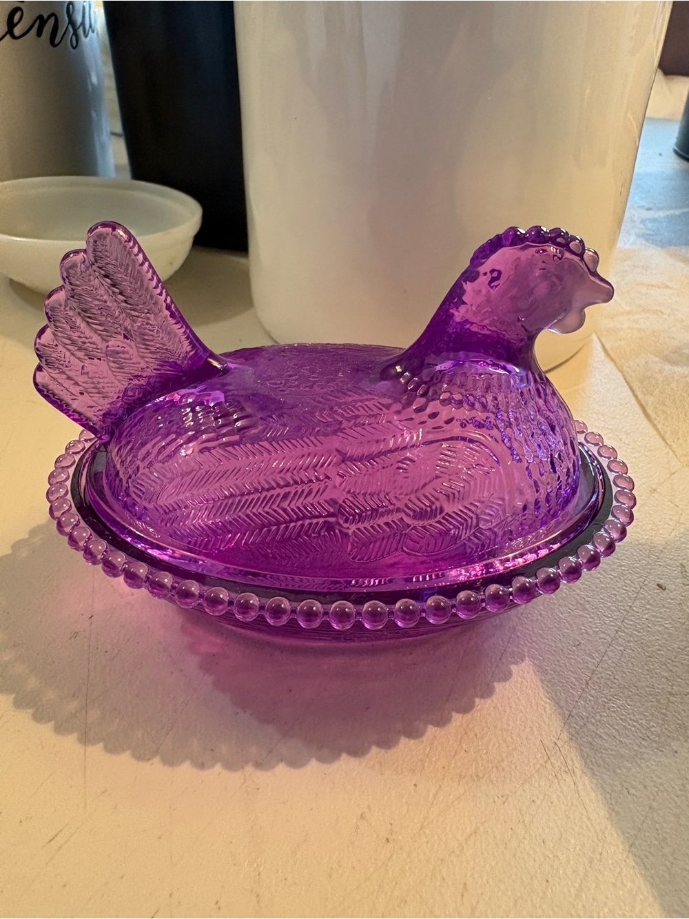 Purple acrylic Hen on Nest Decorative Dish - Unbranded